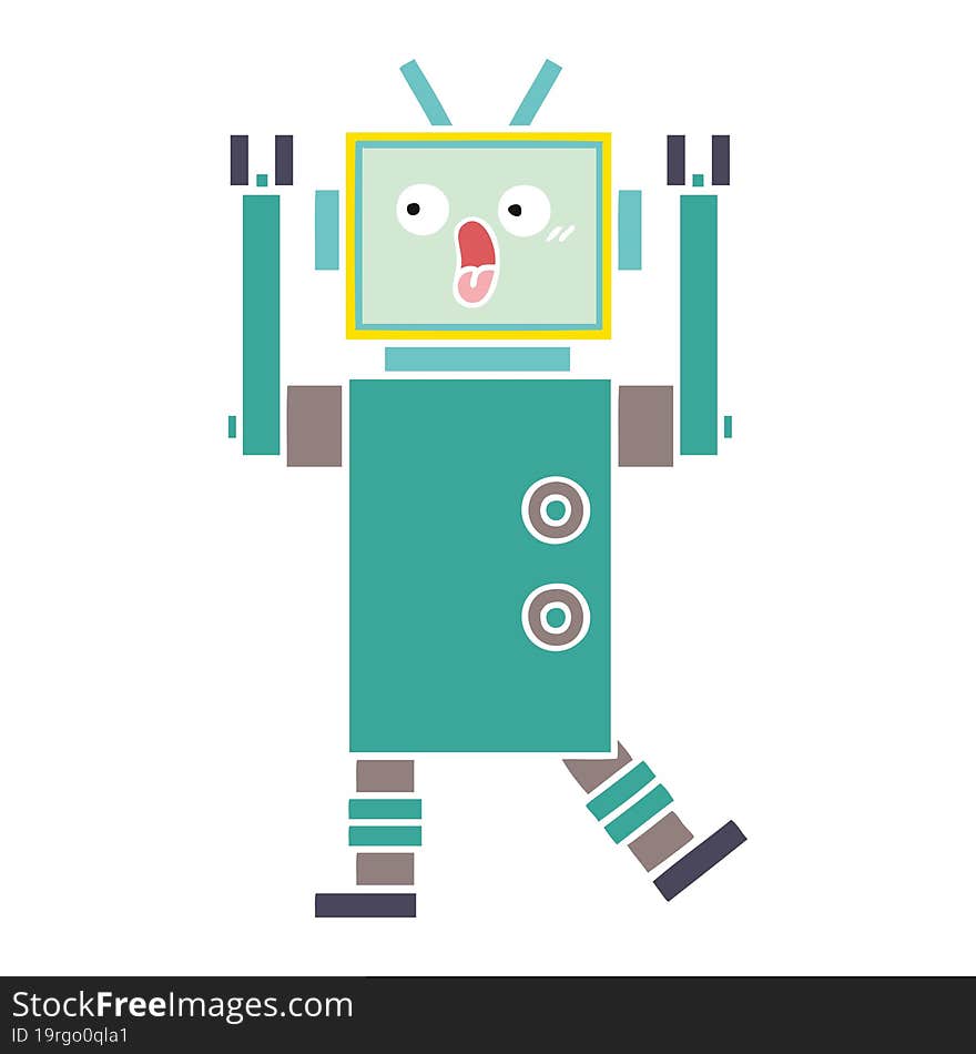 flat color retro cartoon of a robot