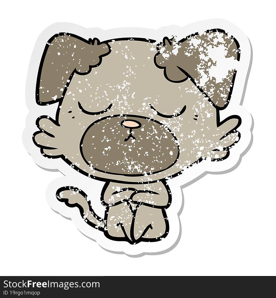 distressed sticker of a cute cartoon dog