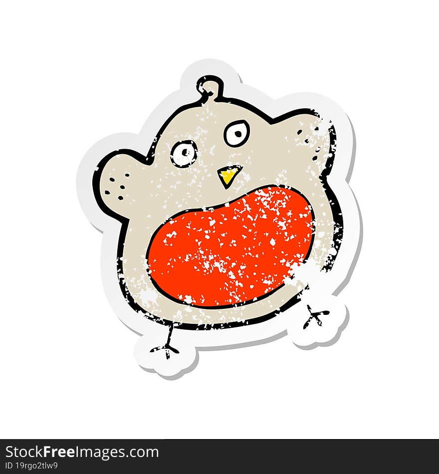 retro distressed sticker of a funny cartoon christmas robin