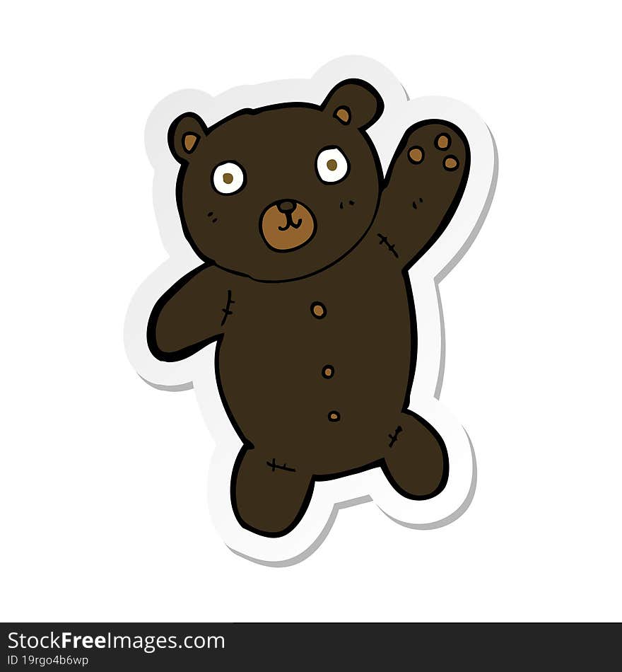 sticker of a cartoon cute black teddy bear