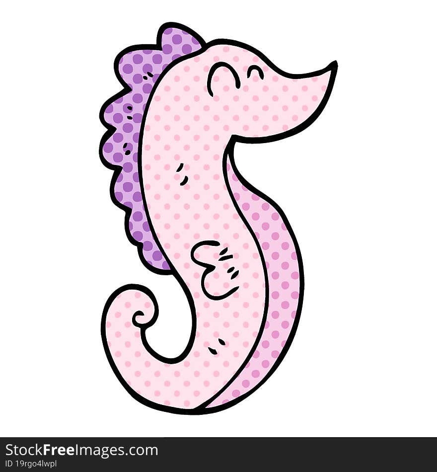 cartoon doodle sea horse