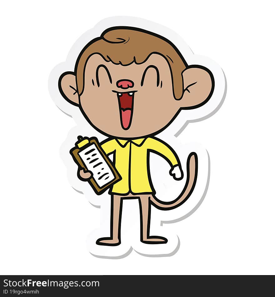 Sticker Of A Cartoon Laughing Monkey