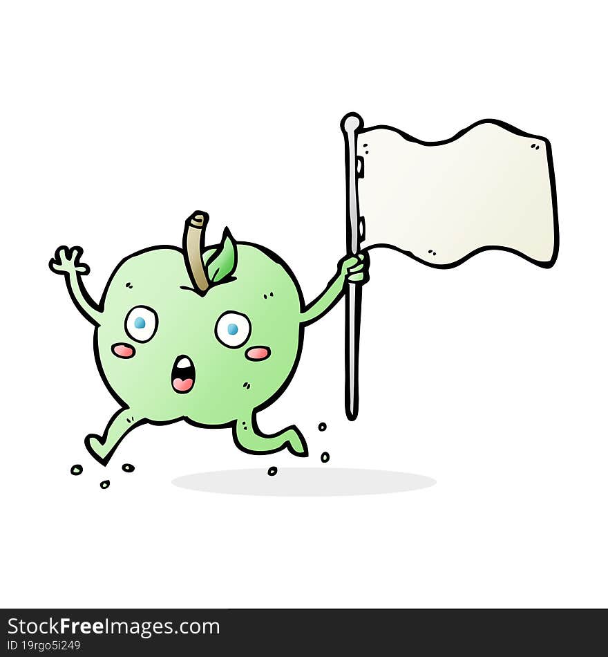 Cartoon Funny Apple With Flag