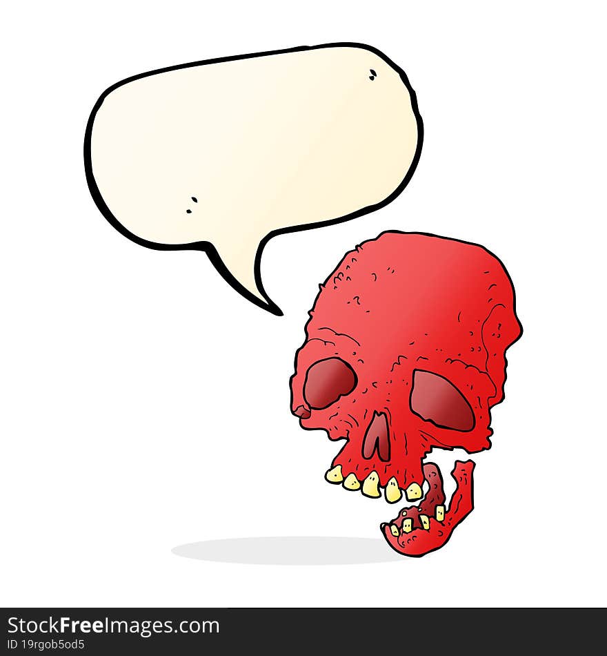 cartoon spooky skull with speech bubble