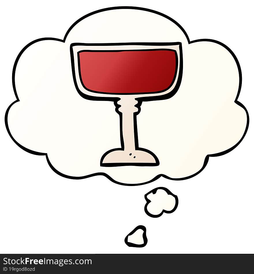 cartoon wine glass and thought bubble in smooth gradient style