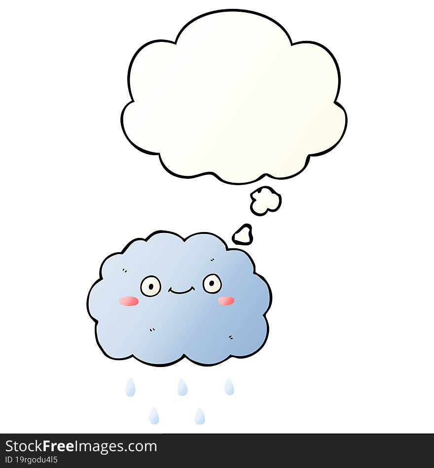 Cute Cartoon Cloud And Thought Bubble In Smooth Gradient Style