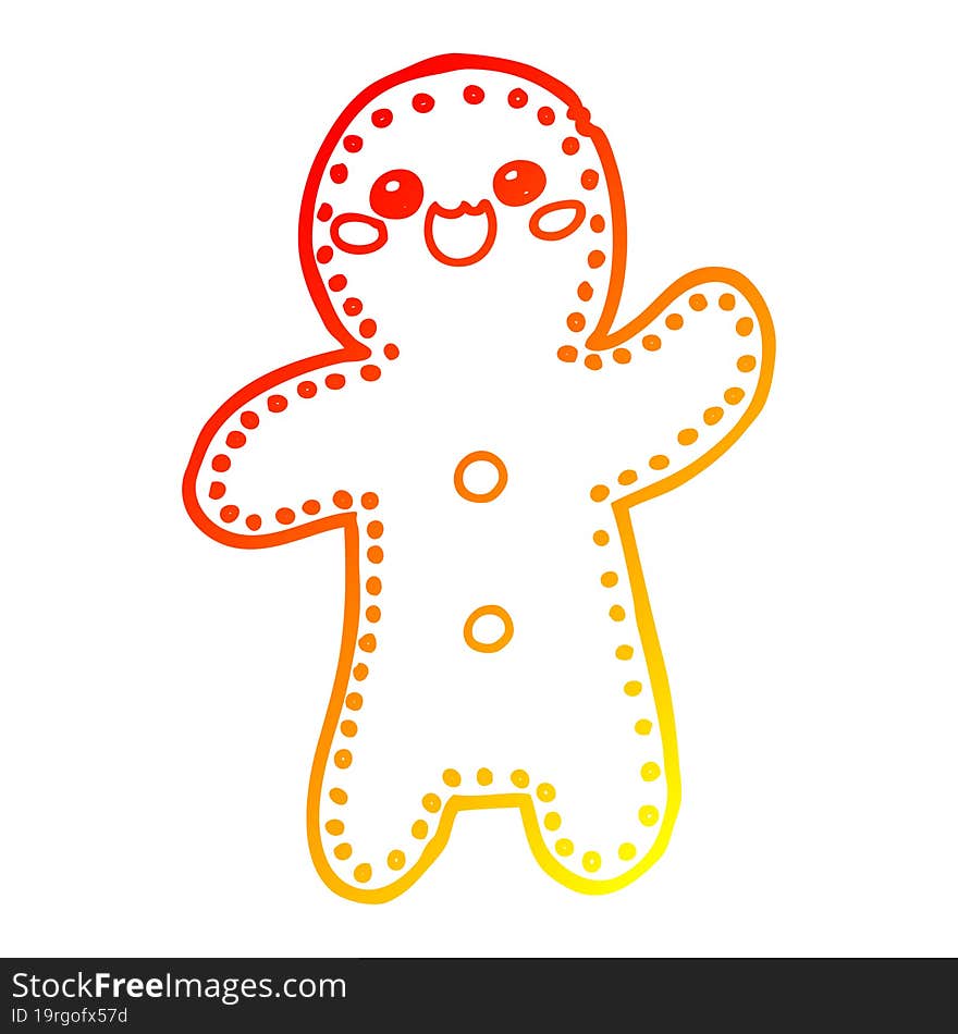 warm gradient line drawing cartoon gingerbread man