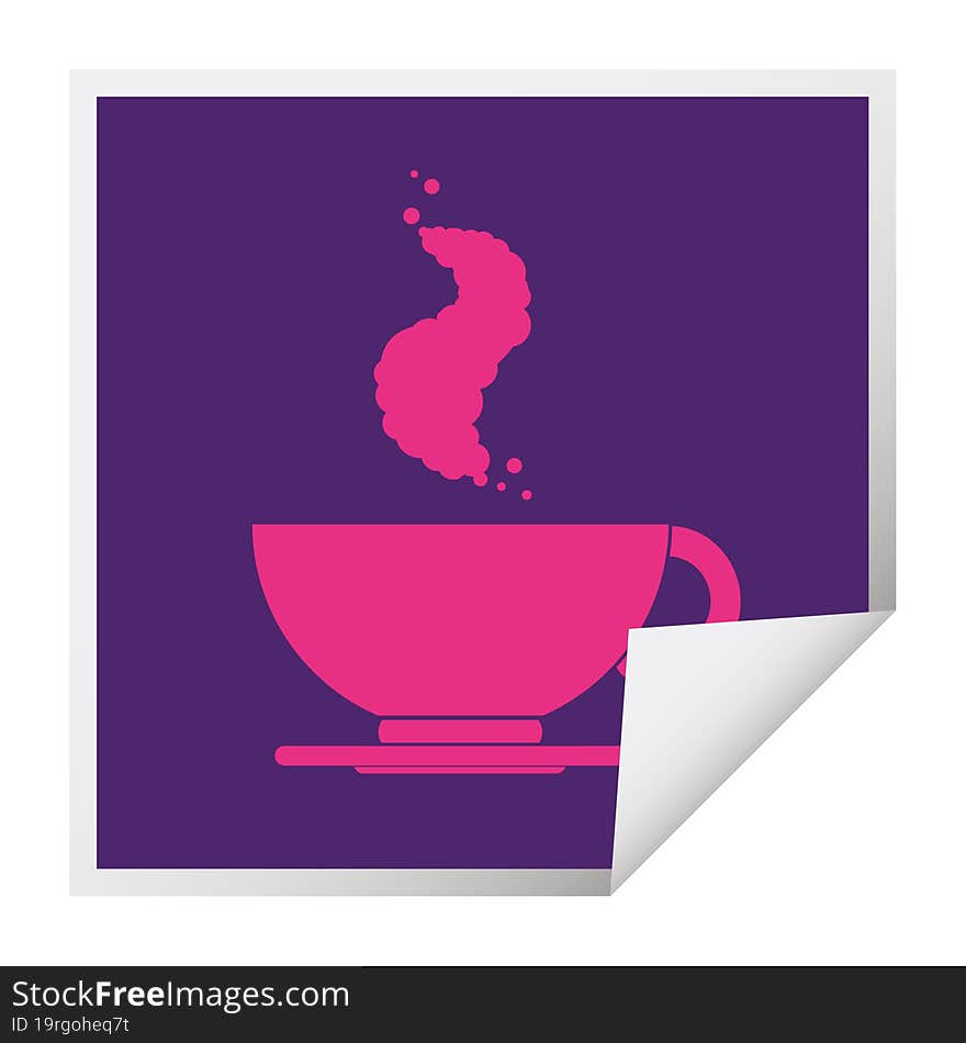 Coffee cup square peeling sticker