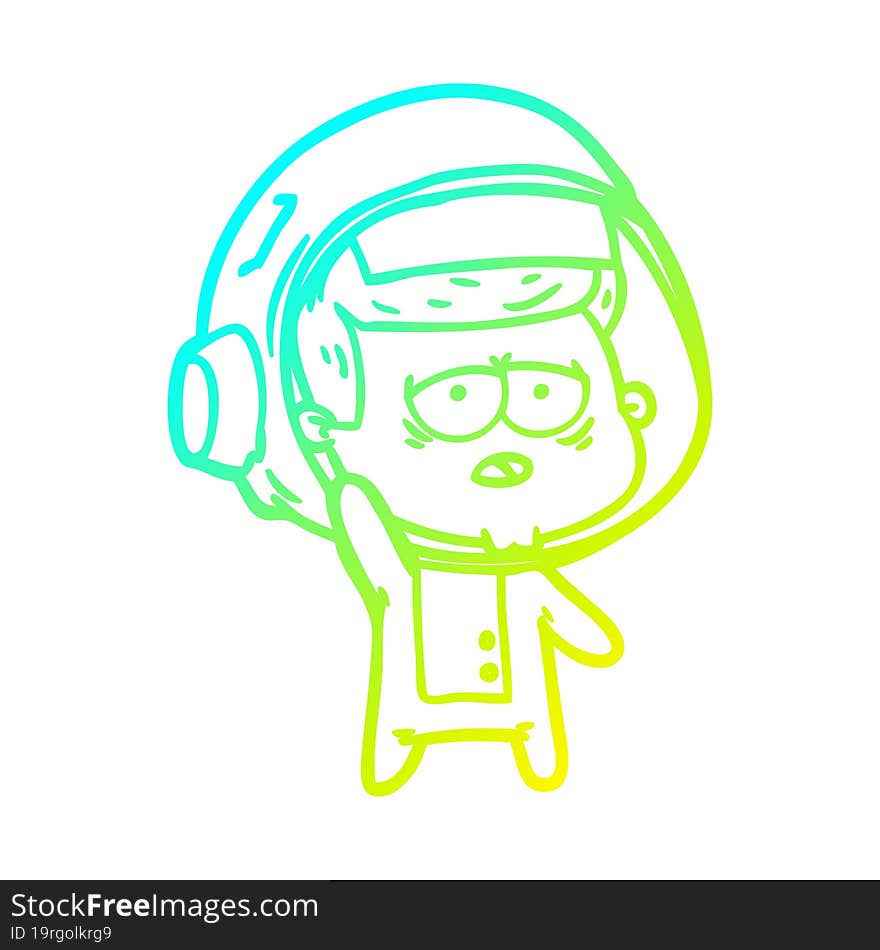 cold gradient line drawing cartoon tired astronaut