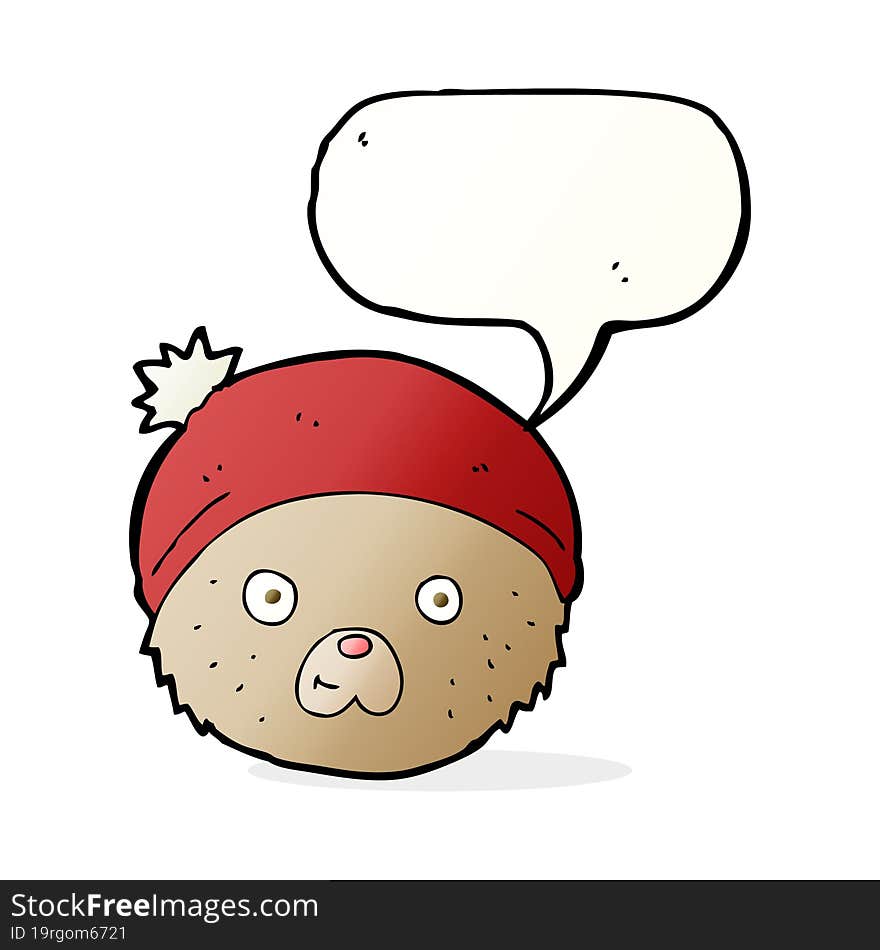 cartoon teddy bear face with speech bubble