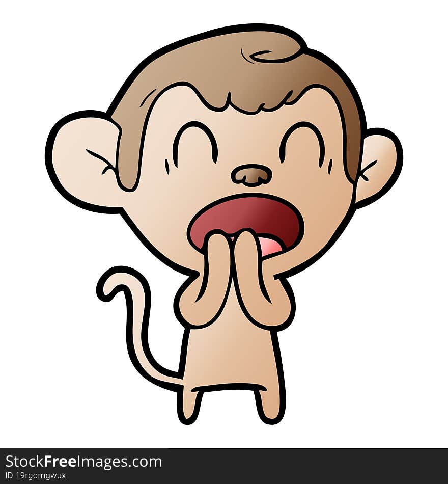 yawning cartoon monkey. yawning cartoon monkey