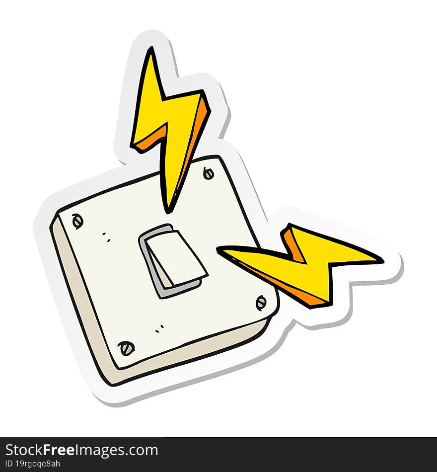 sticker of a cartoon sparking electric light switch