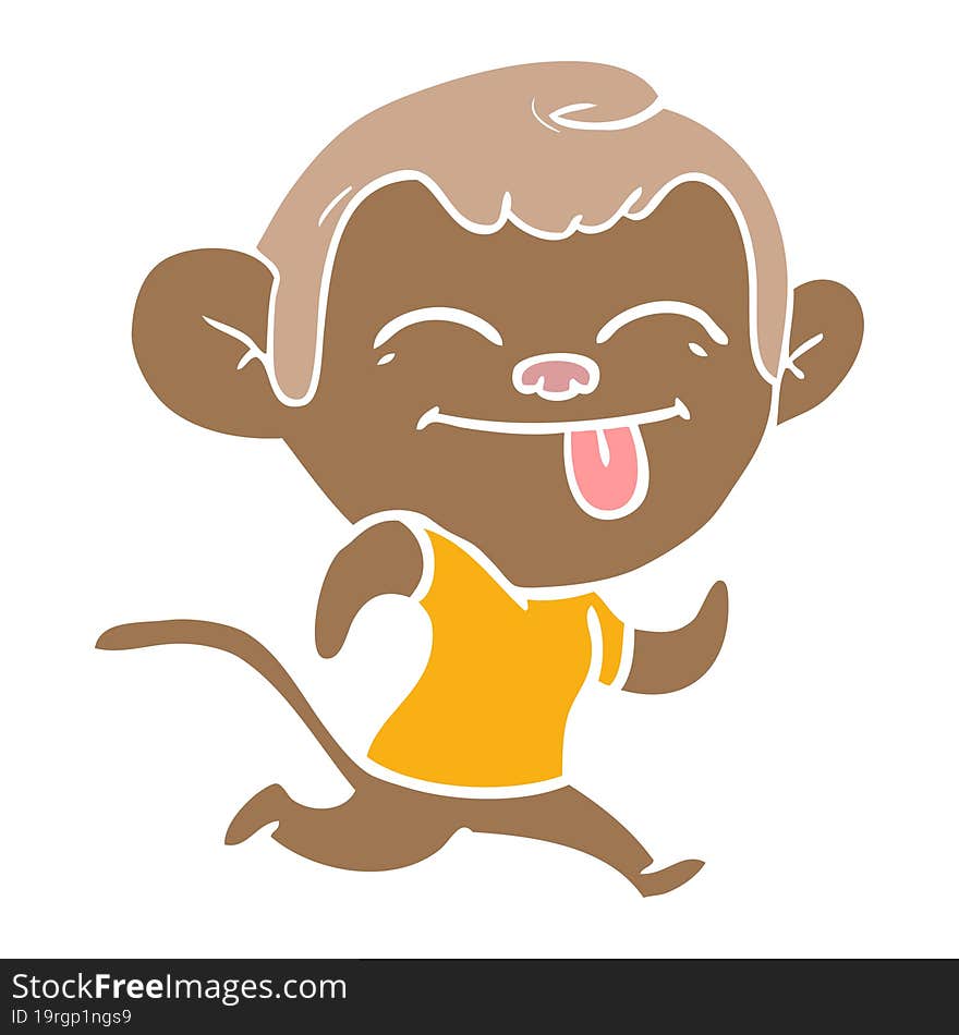 funny flat color style cartoon monkey