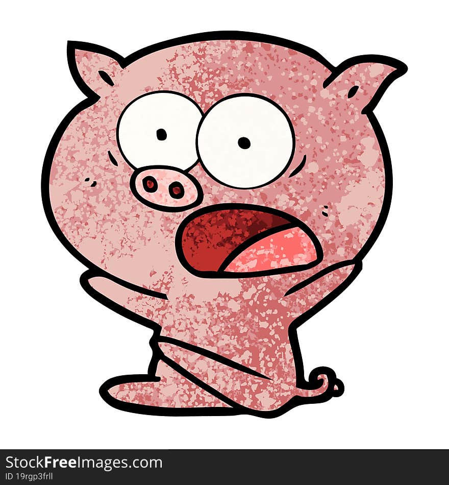 shocked cartoon pig sitting down. shocked cartoon pig sitting down