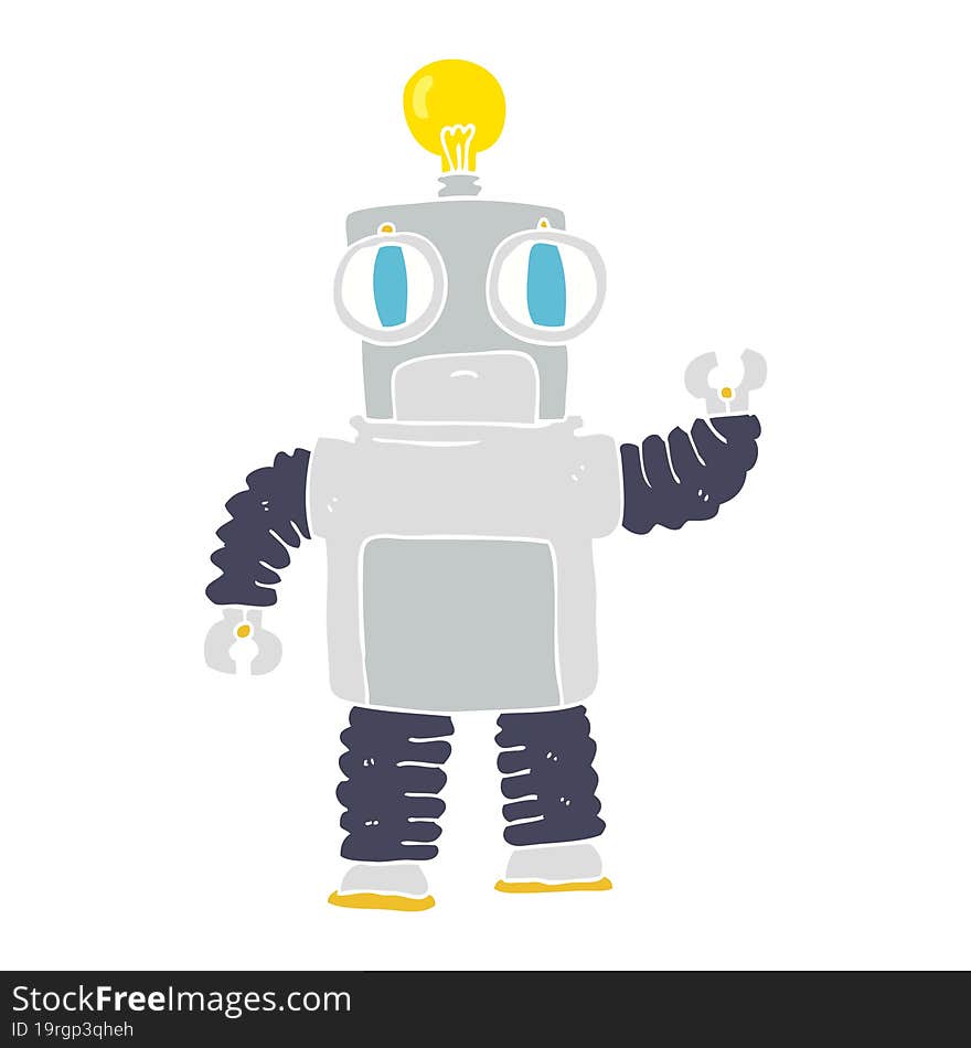 Flat Color Illustration Of A Cartoon Robot