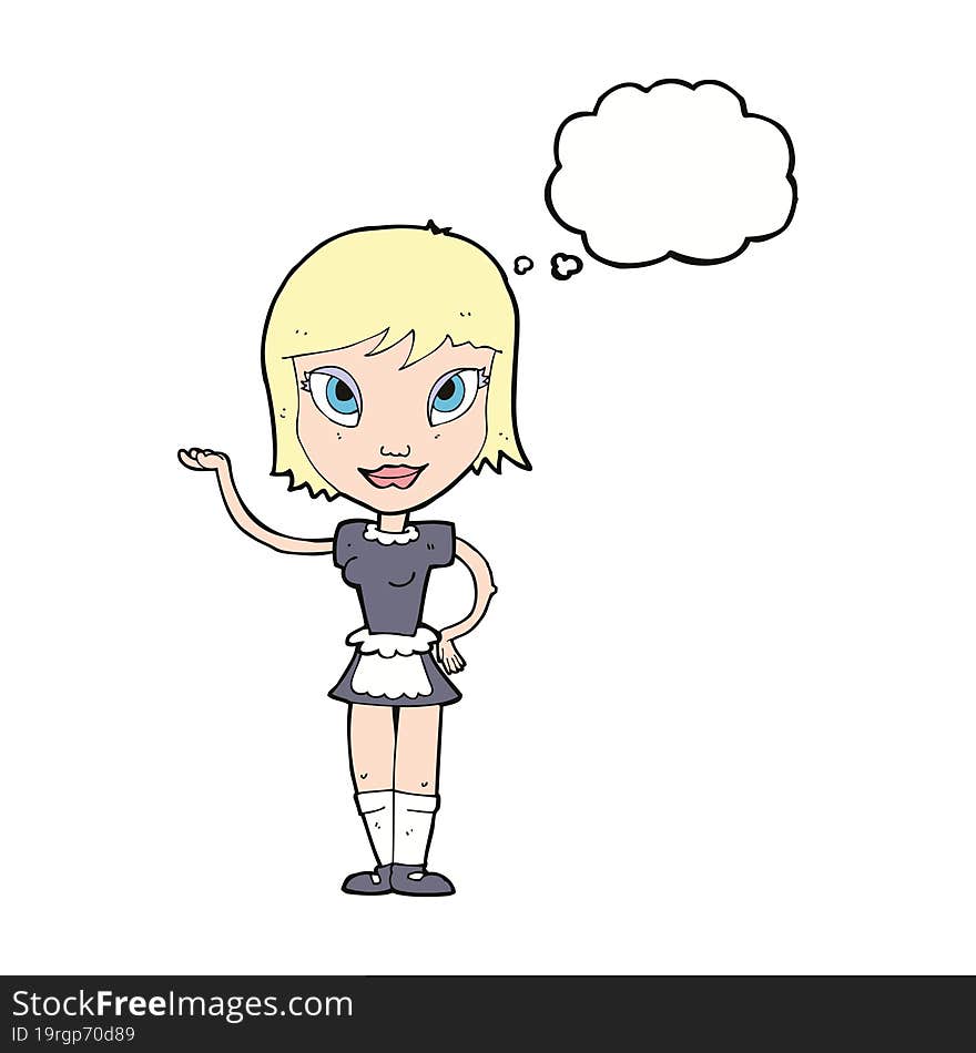 cartoon maid with thought bubble