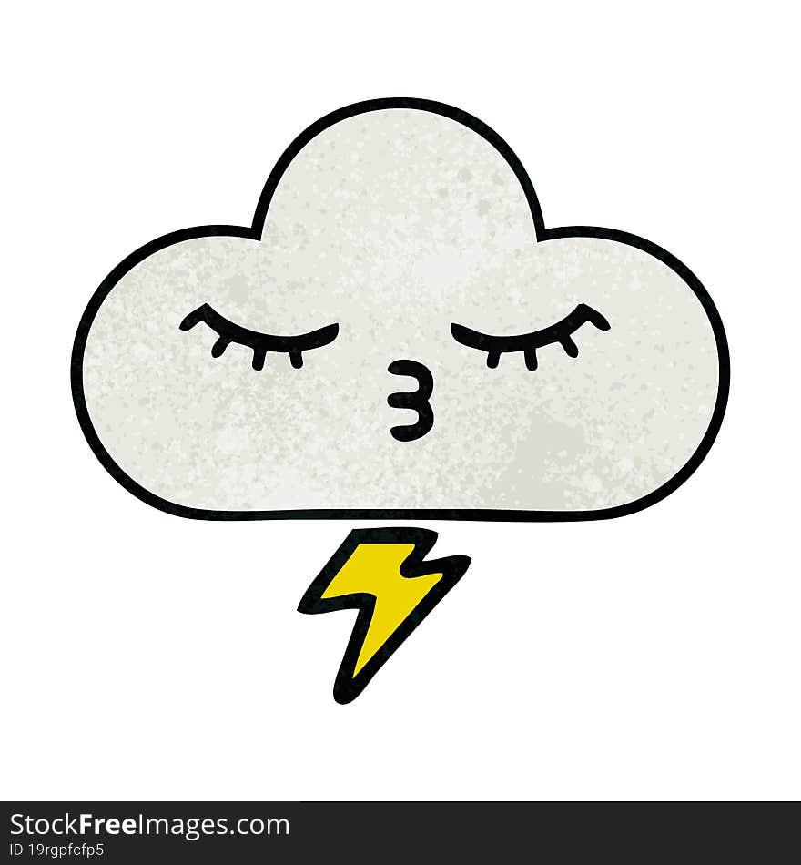 retro grunge texture cartoon of a thunder cloud