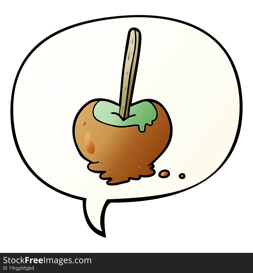 Cartoon Toffee Apple And Speech Bubble In Smooth Gradient Style