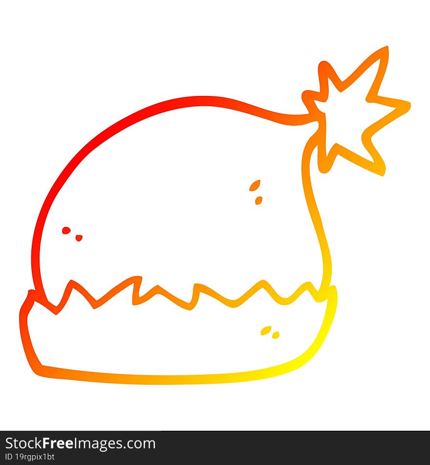 warm gradient line drawing cartoon santa hat