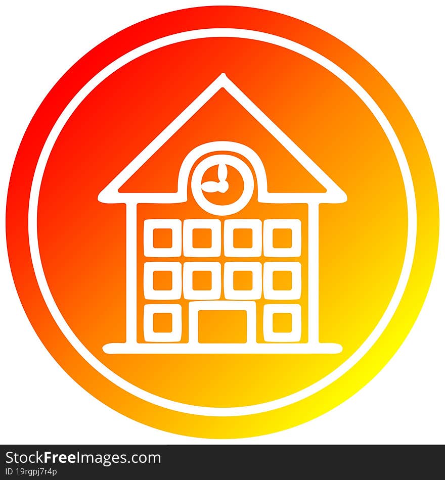 school house circular icon with warm gradient finish. school house circular icon with warm gradient finish