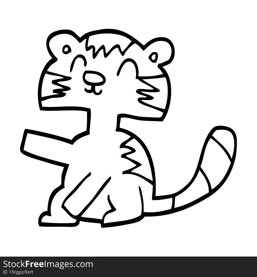 funny line drawing cartoon cat