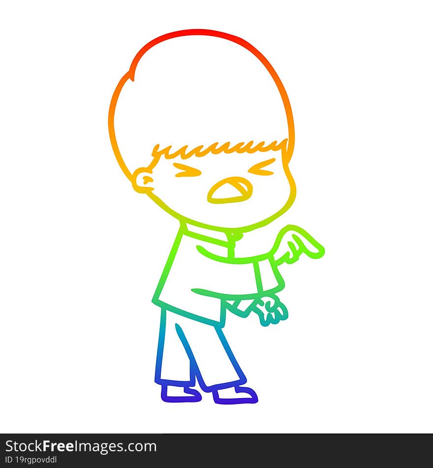 rainbow gradient line drawing cartoon stressed man