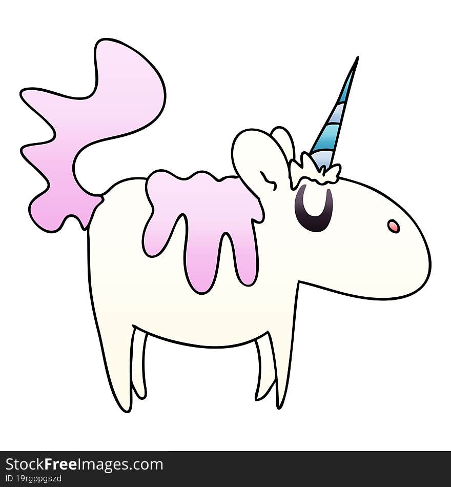 Quirky Gradient Shaded Cartoon Unicorn