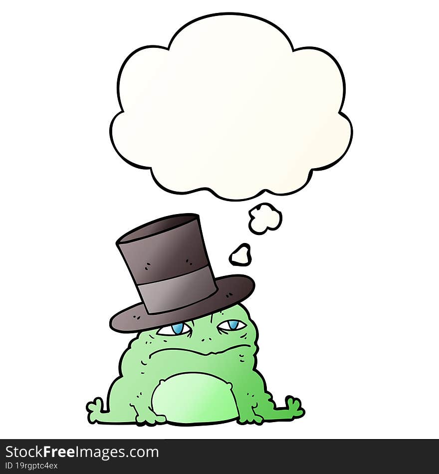 cartoon rich toad and thought bubble in smooth gradient style