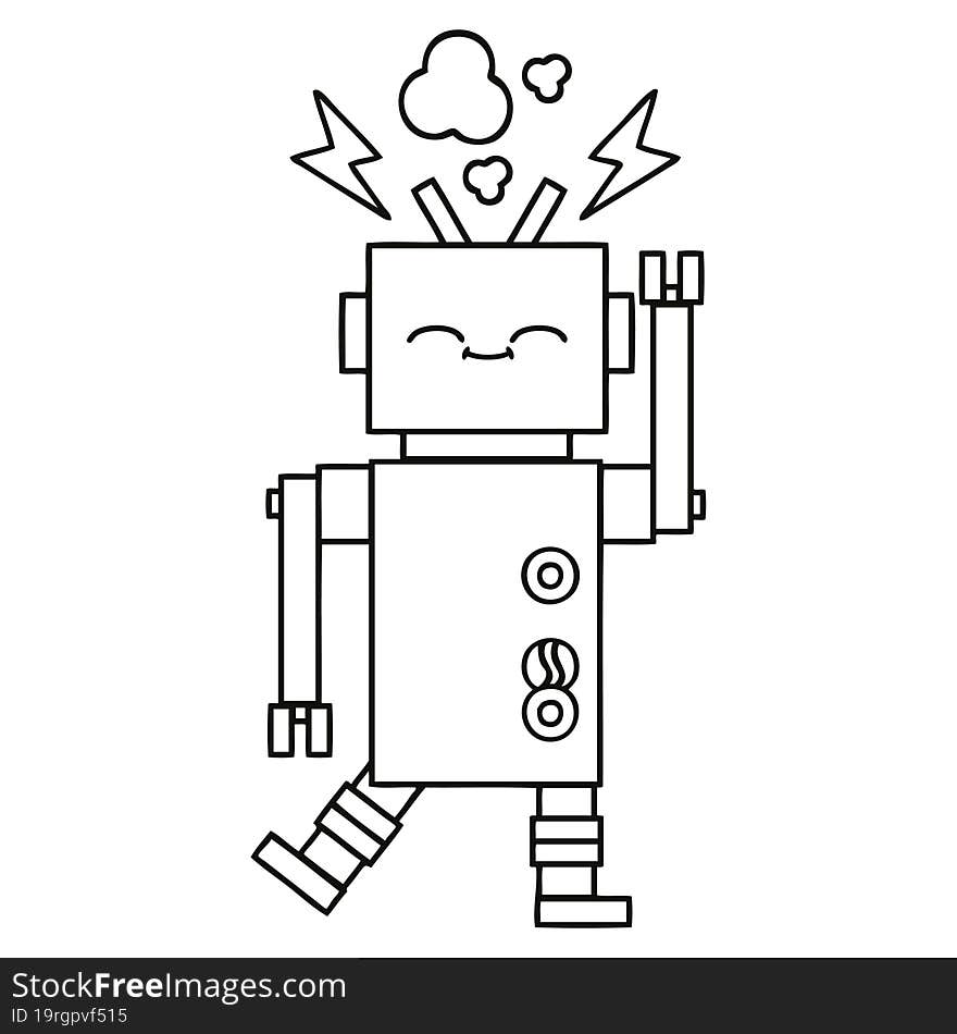 line drawing cartoon of a robot. line drawing cartoon of a robot