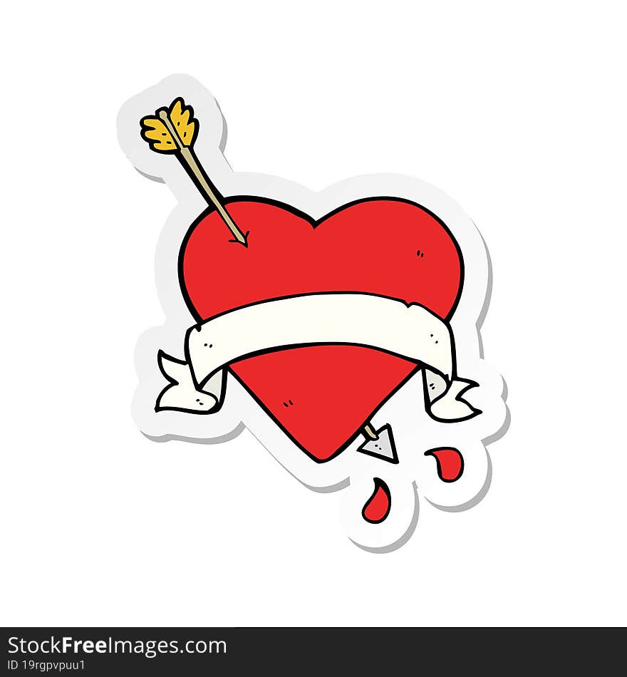 sticker of a cartoon heart tattoo