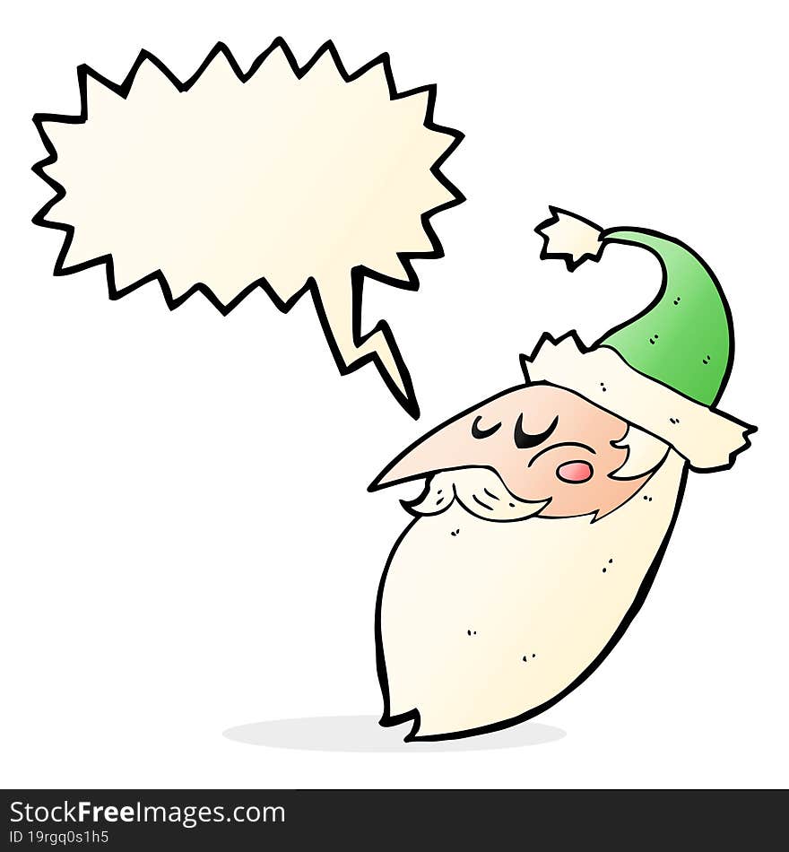 cartoon santa face with speech bubble