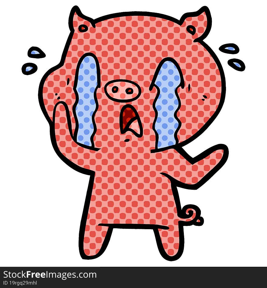 crying pig cartoon. crying pig cartoon