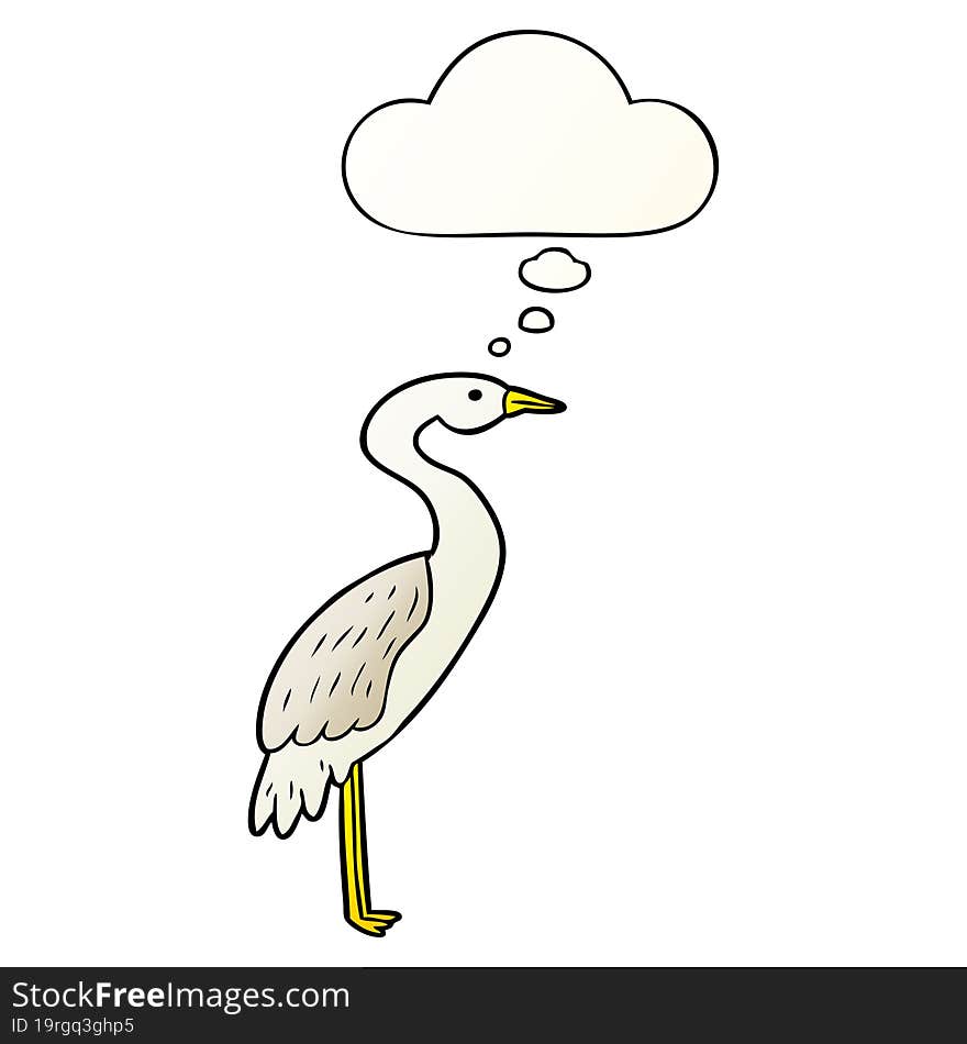 cartoon stork and thought bubble in smooth gradient style