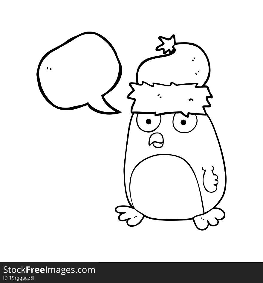 Speech Bubble Cartoon Christmas Robin