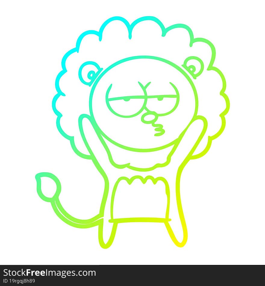 cold gradient line drawing cartoon bored lion