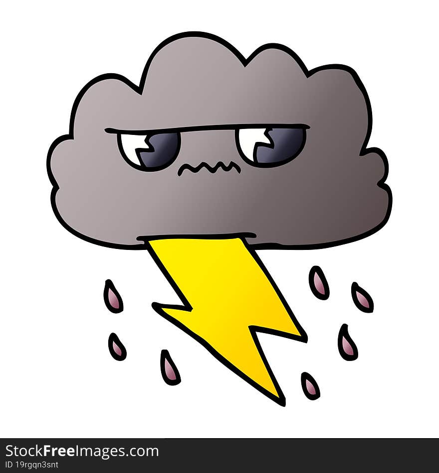 Cartoon Doodle Angry Storm Cloud