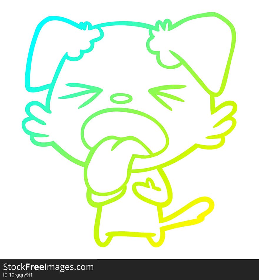 cold gradient line drawing cartoon disgusted dog