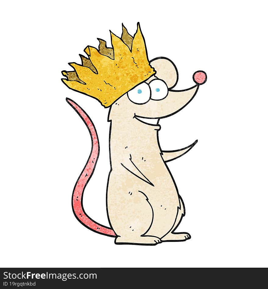 Textured Cartoon Mouse Wearing Crown