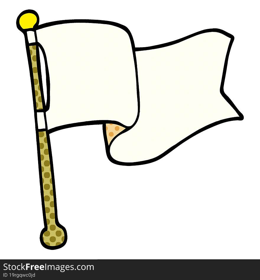 cartoon doodle white flag waving