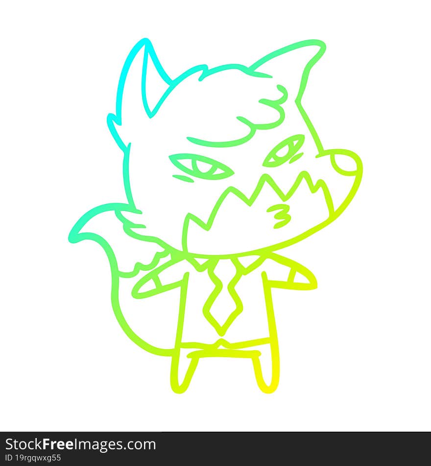 cold gradient line drawing clever cartoon fox