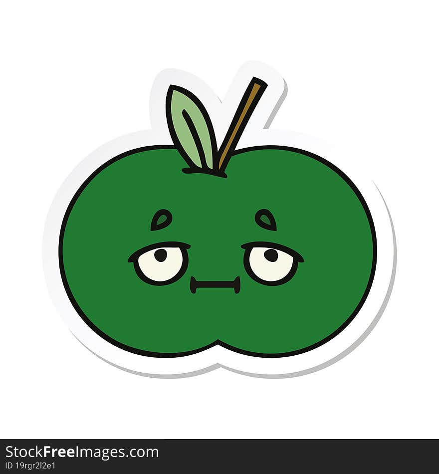 Sticker Of A Cute Cartoon Juicy Apple