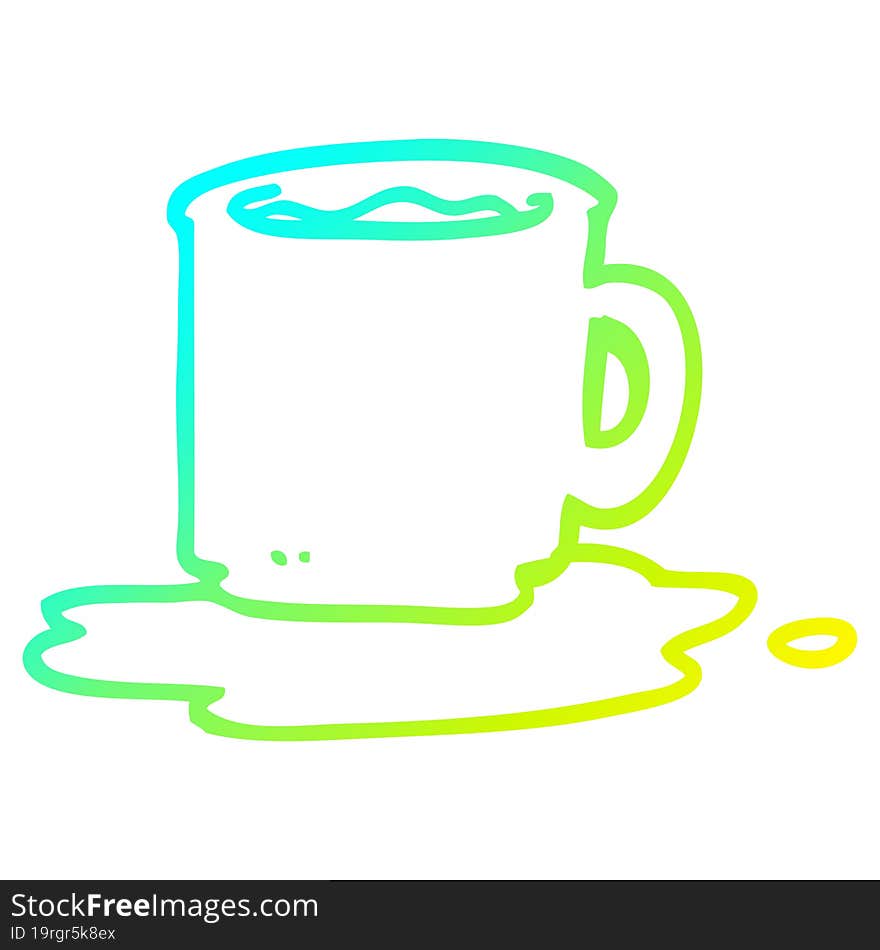 cold gradient line drawing cartoon mug of coffee