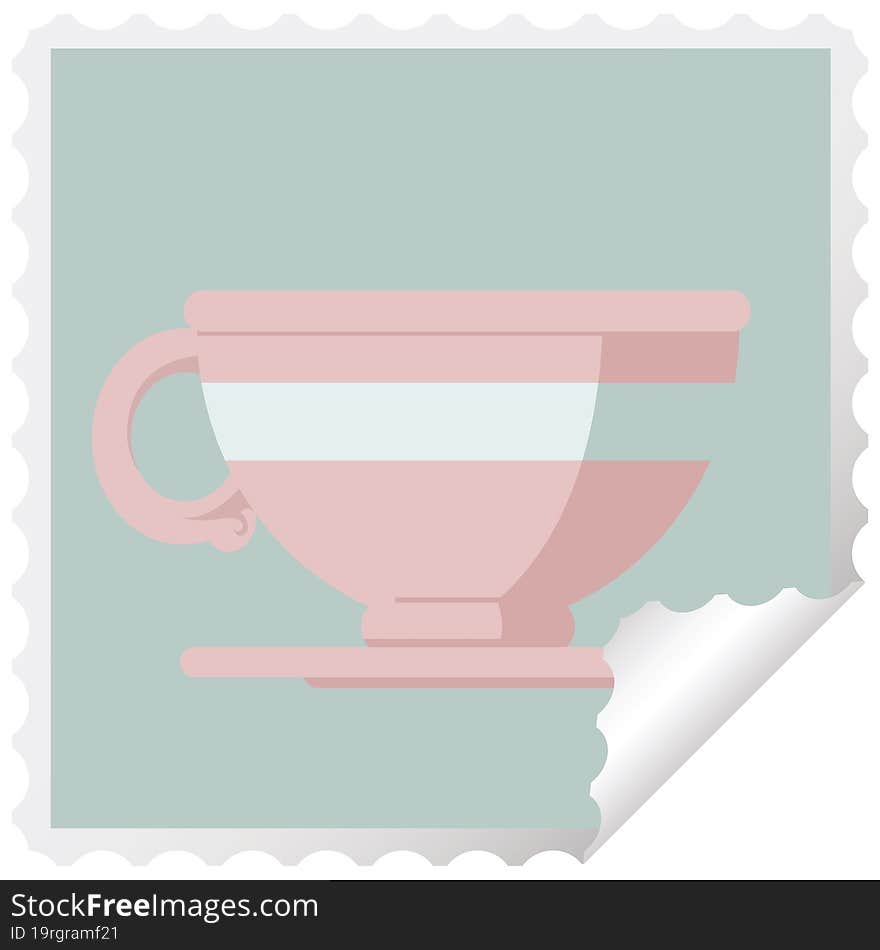 coffee cup graphic square sticker stamp. coffee cup graphic square sticker stamp