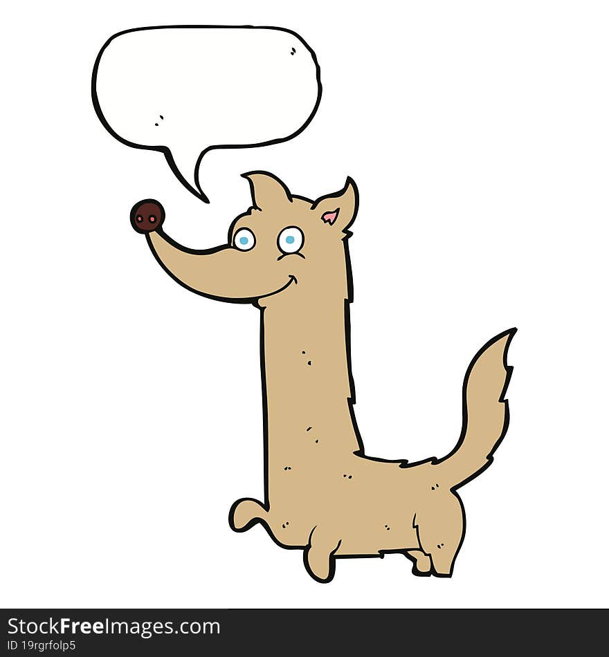 cartoon happy dog with speech bubble