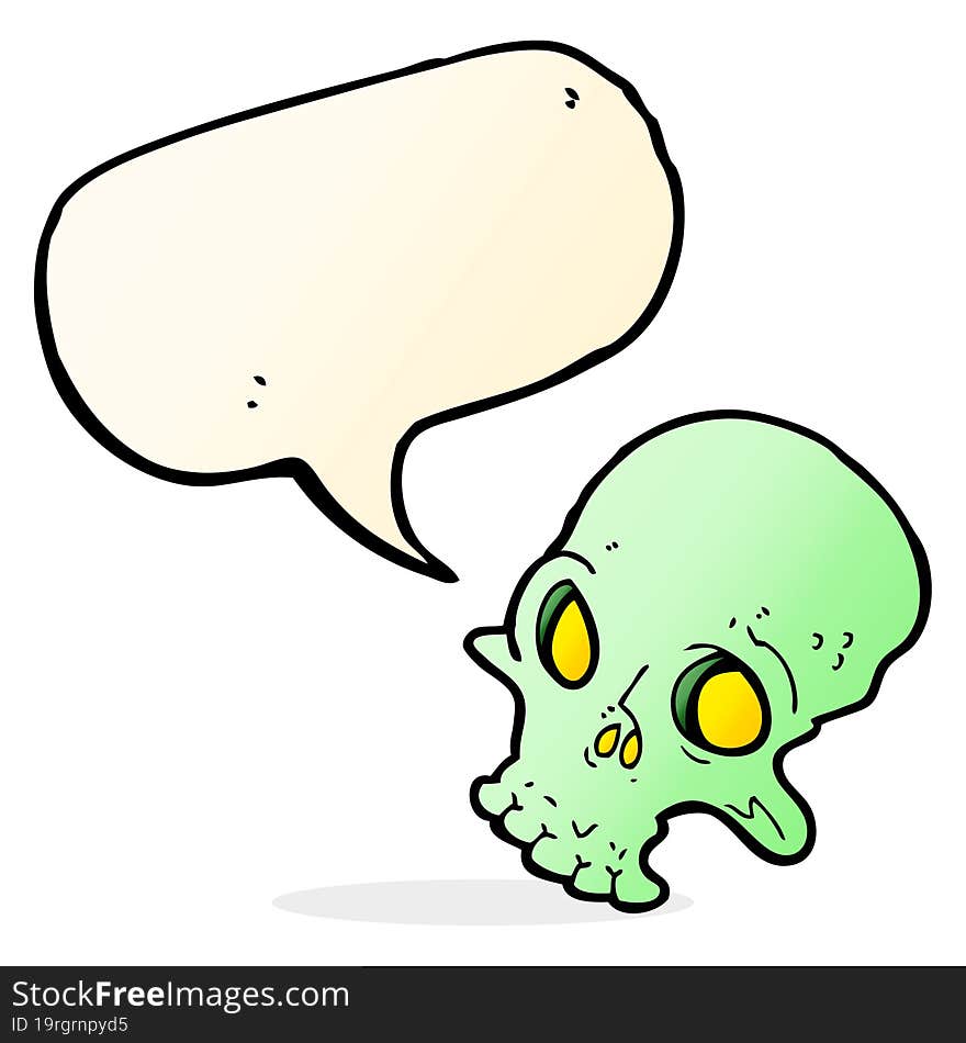 cartoon spooky skull with speech bubble