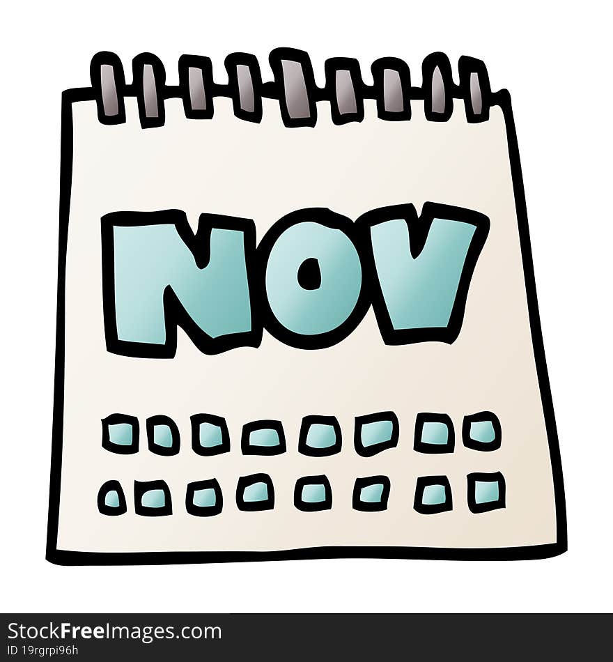 cartoon doodle calendar showing month of november