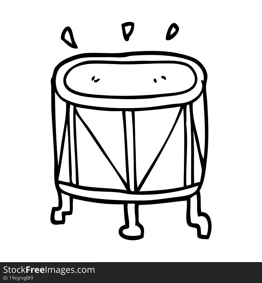 line drawing cartoon drum on stand