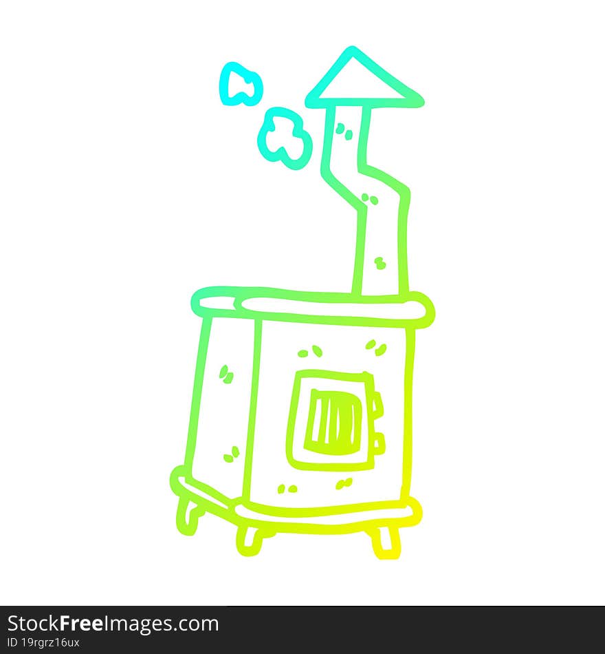 cold gradient line drawing cartoon old wood burner