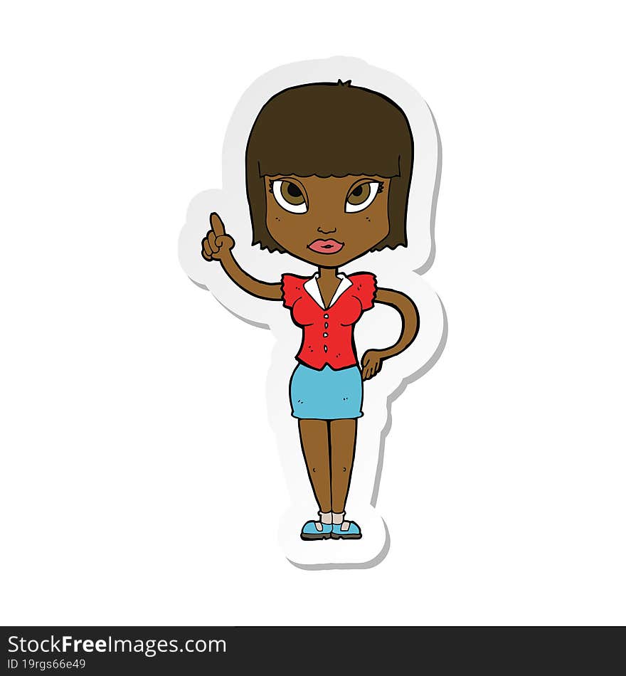 sticker of a cartoon pretty girl with idea