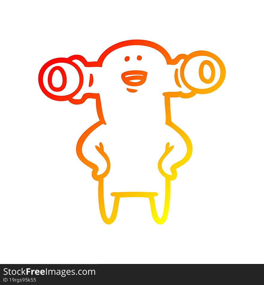 warm gradient line drawing friendly cartoon alien